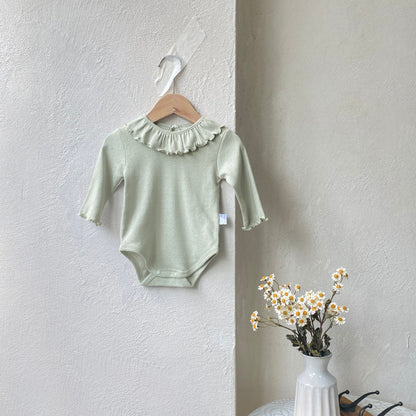 Autumn Arrival Baby Girls Long Sleeves Hollow-out Pattern Bodysuit
