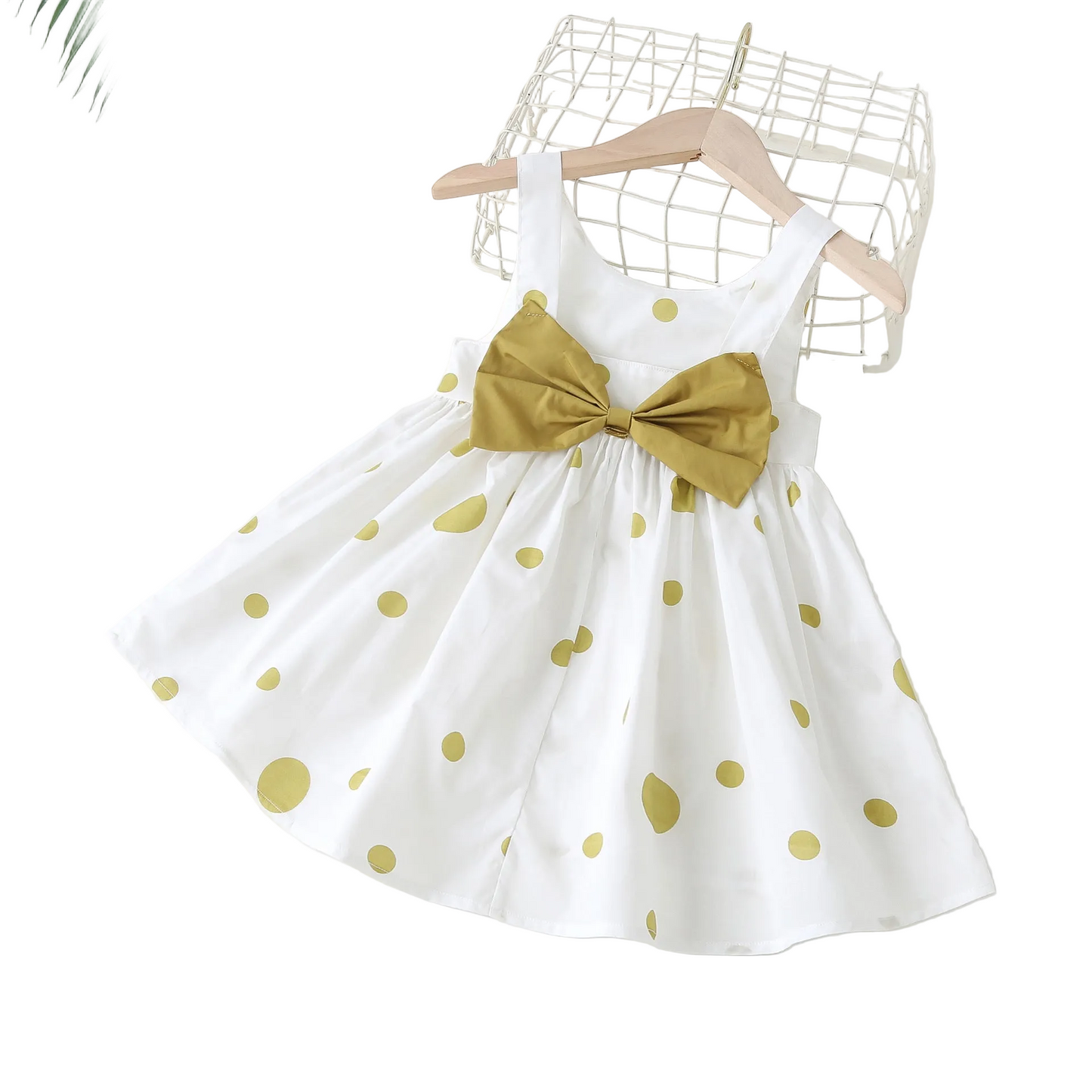 Polka Dot Pattern Sleeveless Round Collar Dress With Bow, MyKids-USA®, Baby & Toddler Dresses, MyKids-USA -  -  -  -  -  -  - .