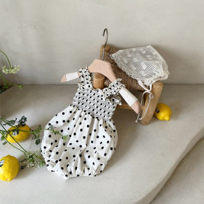 Summer Hot Selling Baby Kids Girls Sleeveless Flowers Pattern or Dots Pattern Princess Onesies, MyKids-USA®, Baby One-Pieces, MyKids-USA - Size/Age - 66 (3-6M) - Color - Black -  -  - TR2505192219-B