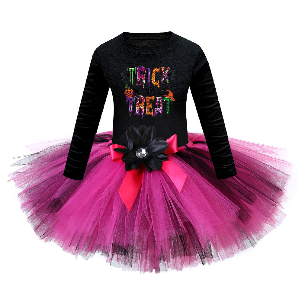 Arrival Girls’ Halloween Costume: Long Sleeves Cartoon Print Witches Cosplay Party Tulle Patchwork Dress, MyKids-USA®, Costume Dresses, MyKids-USA - Size/Age - S (1-3Y) - Color - Green -  -  - TR2409090959.