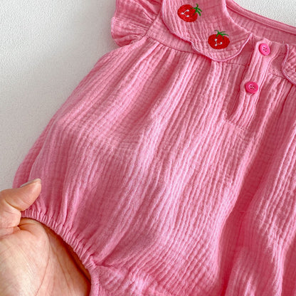 Summer Arrival Baby Girls Fly Sleeves Strawberry Embroidered Pattern Bodysuit, MyKids-USA®, Baby & Children's One-Pieces, MyKids-USA -  -  -  -  -  -  - .