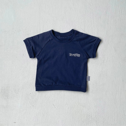 Casual Short Sleeves Summer New Arrival Children’s T-shirt, Unisex Baby Letters Pattern Top, MyKids-USA®, Baby & Toddler Tops, MyKids-USA - Size/Age - 73 (6-9M) - Color - Navy Blue (Dark Blue) -  -  - TR2505272042-A