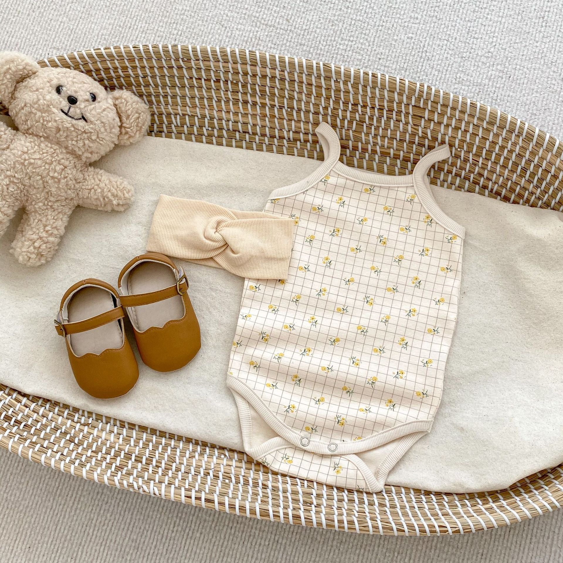 Summer Arrival Baby Unisex Sleeveless Thin Simple Pattern Onesies, MyKids-USA®, Baby One-Pieces, MyKids-USA - Size/Age - 66 (3-6M) - Color - Beige -  -  - TR2503082323-A