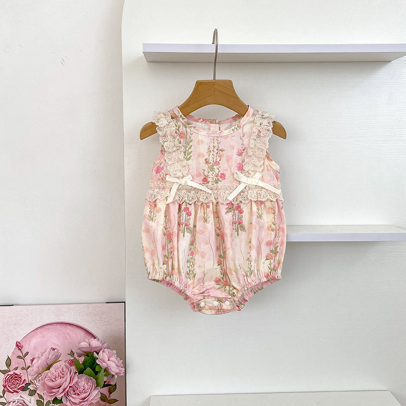 Summer Arrival Girls Cute Flowers Pattern Sleeveless Onesies and Dress – Princess Sister Matching Set, MyKids-USA®, Baby & Toddler Dresses, MyKids-USA - Size/Age - 66 (3-6M) - Color - Pink -  -  - TR2504281938-A