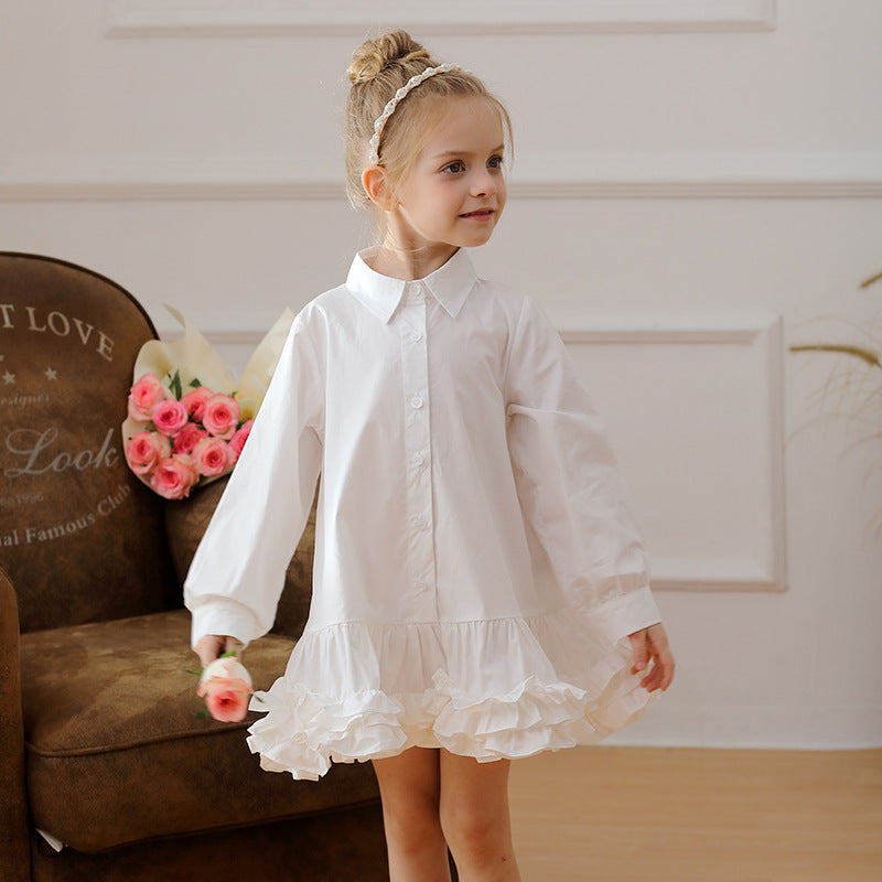 Spring and Autumn Solid Color Single Breasted Long-sleeved Dress for Stylish Girls, MyKids-USA®, Baby & Toddler Dresses, MyKids-USA -  -  -  -  -  -  - 