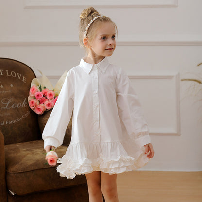 Spring and Autumn Solid Color Single Breasted Long-sleeved Dress for Stylish Girls, MyKids-USA®, Baby & Toddler Dresses, MyKids-USA -  -  -  -  -  -  - 