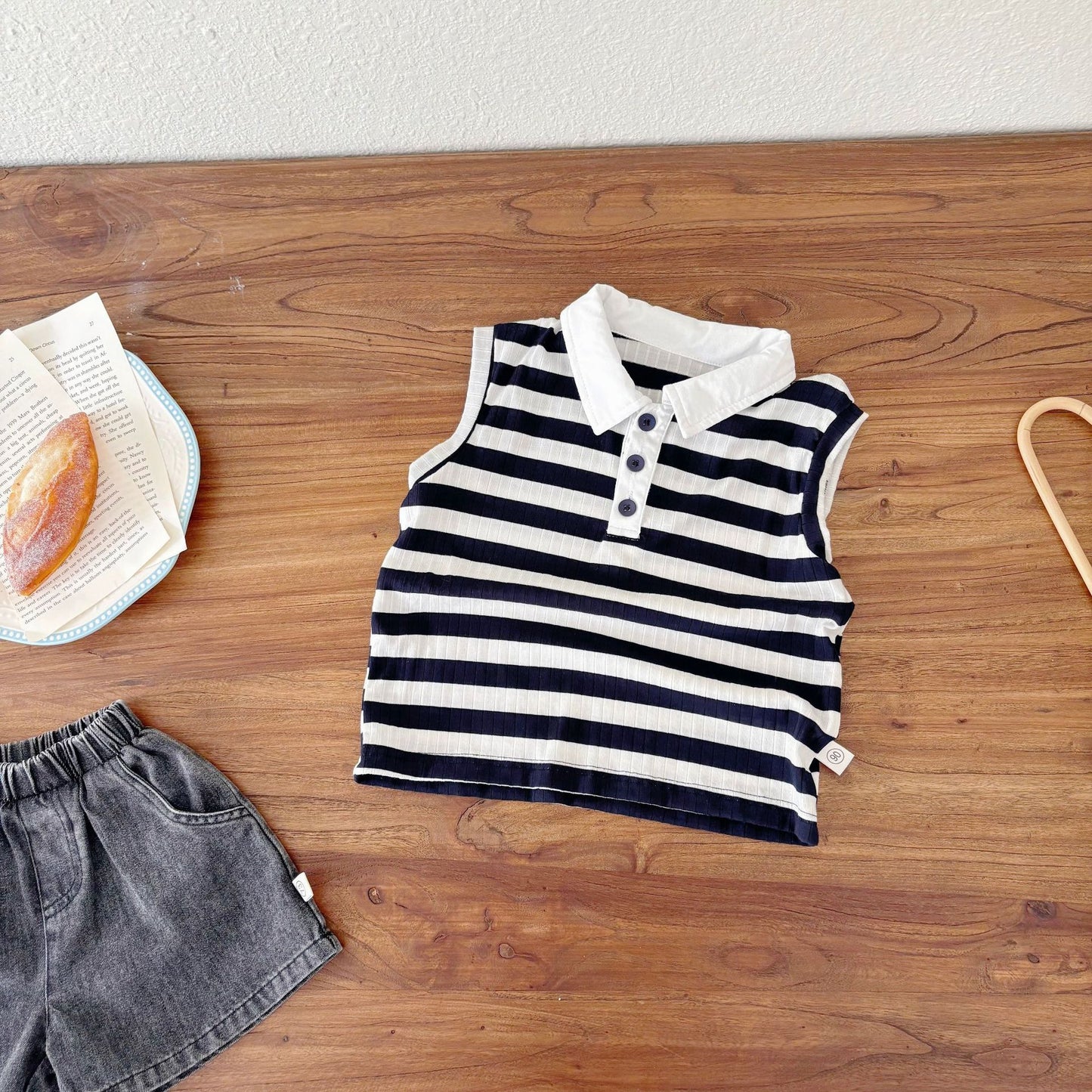 Summer Arrival Baby Kids Sleeveless Casual Striped Vest, MyKids-USA®, Baby & Toddler Tops, MyKids-USA - Size/Age - 90 (12-24M) - Color - Black -  -  - TR2505062211-A