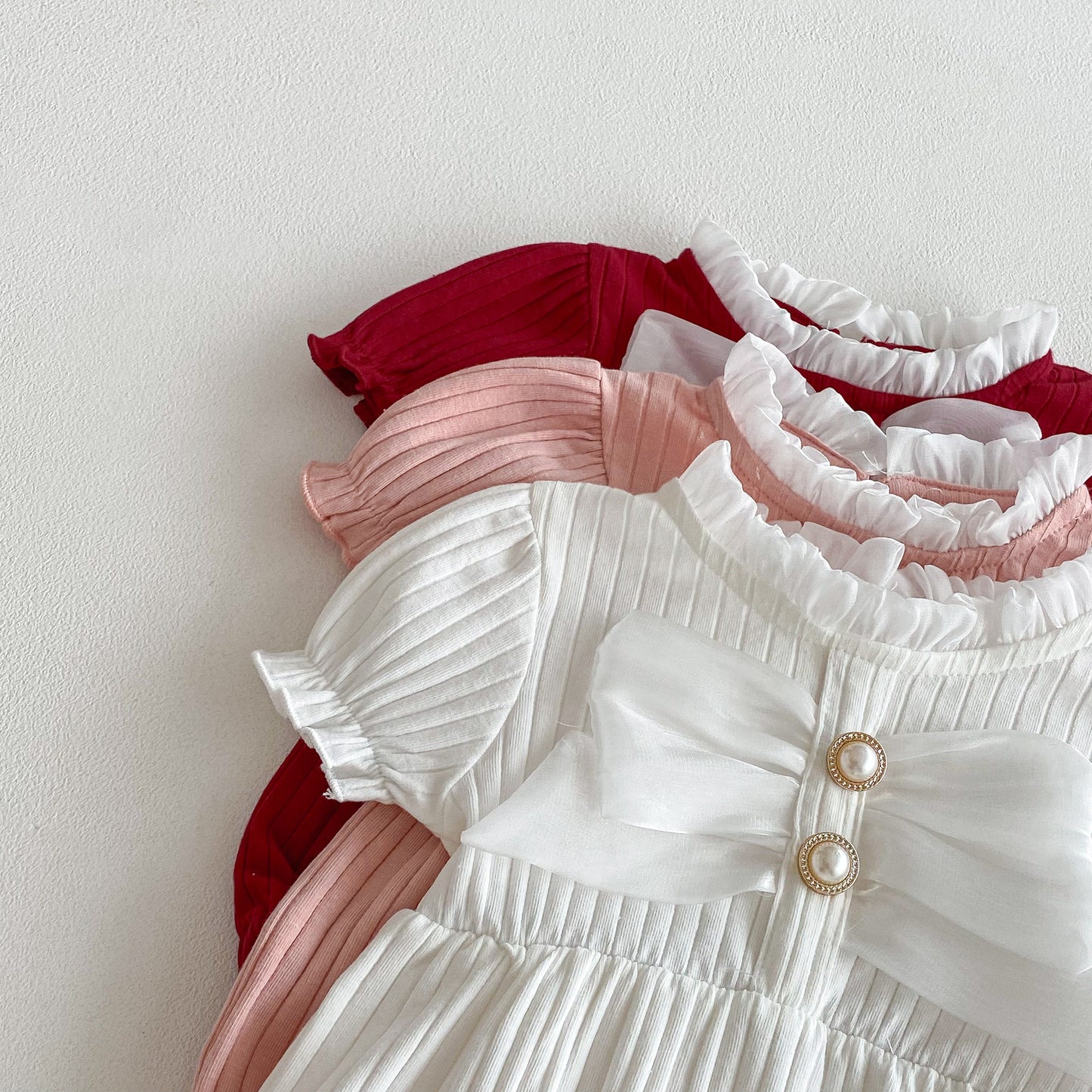 Summer Arrival Baby Girls Short Sleeves Ruffle Neck Color Patchwork Bodysuit, MyKids-USA®, Baby One-Pieces, MyKids-USA -  -  -  -  -  -  - .