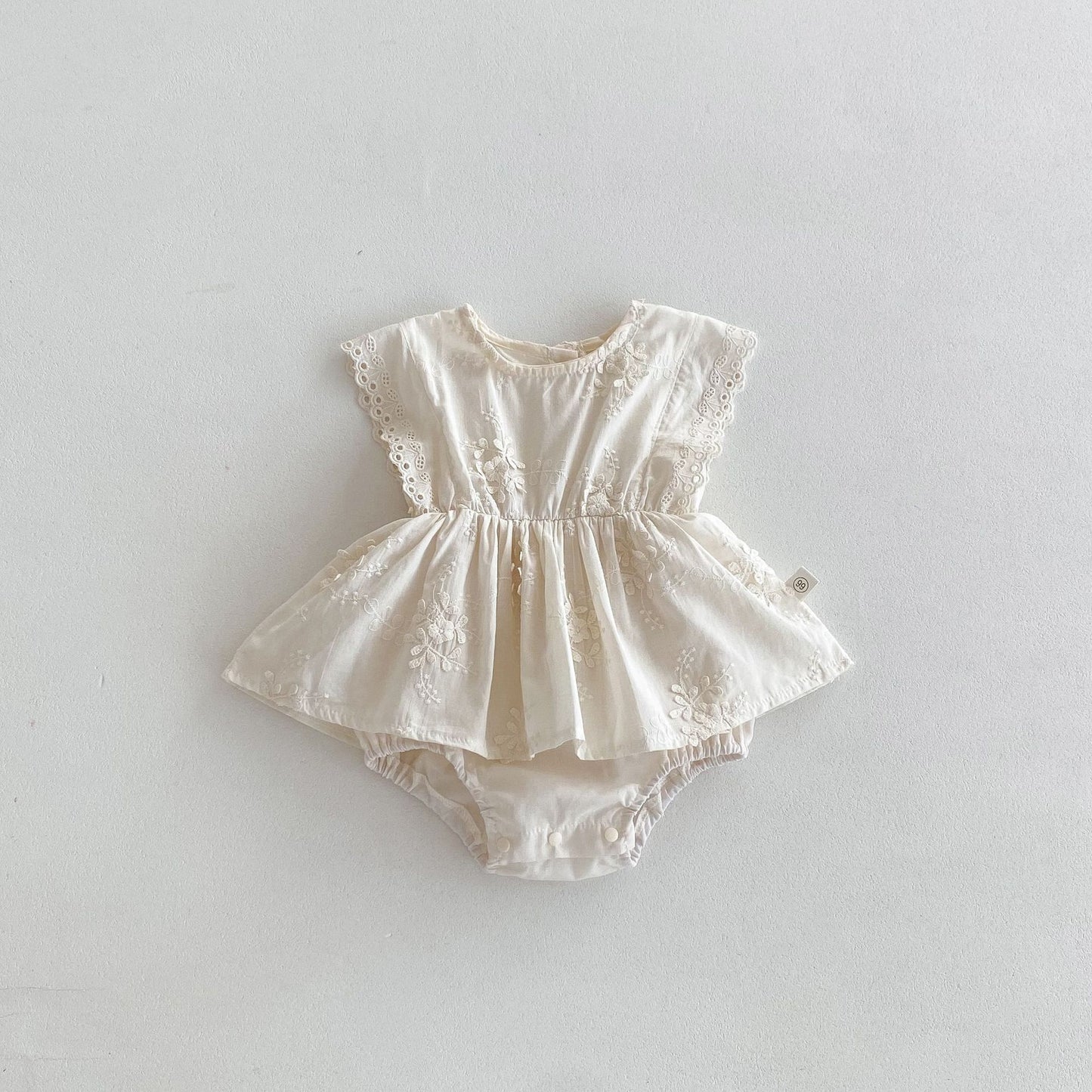 Summer Arrival Baby Girls Sleeveless Flowers Pattern Embroidery Bodysuit, MyKids-USA®, Baby One-Pieces, MyKids-USA - Size/Age - 66 (3-6M) - Color - Beige -  -  - TR2603202324-A.