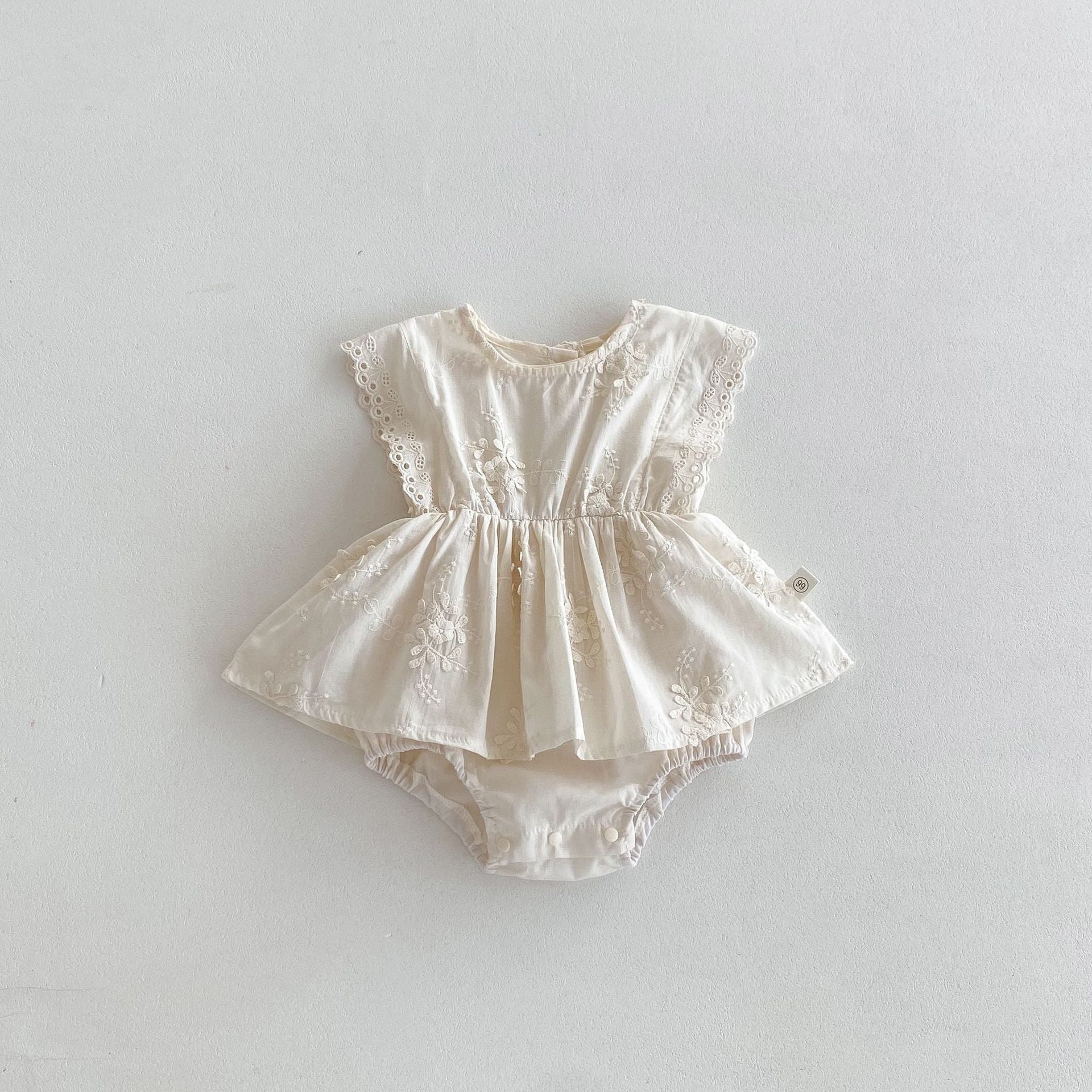 Summer Arrival Baby Girls Sleeveless Flowers Pattern Embroidery Bodysuit, MyKids-USA®, Baby One-Pieces, MyKids-USA - Size/Age - 66 (3-6M) - Color - Beige -  -  - TR2603202324-A.