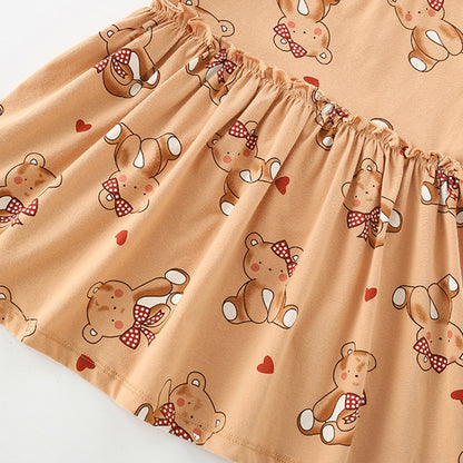 Summer Arrival Cartoon Teddy Bear Pattern Short Sleeves Dress for Stylish Girls, MyKids-USA®, Baby & Toddler Dresses, MyKids-USA -  -  -  -  -  -  - 