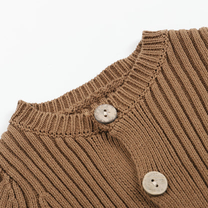 Hot Selling Autumn Baby Kids Long Sleeves Solid Color Knitted Bodysuit