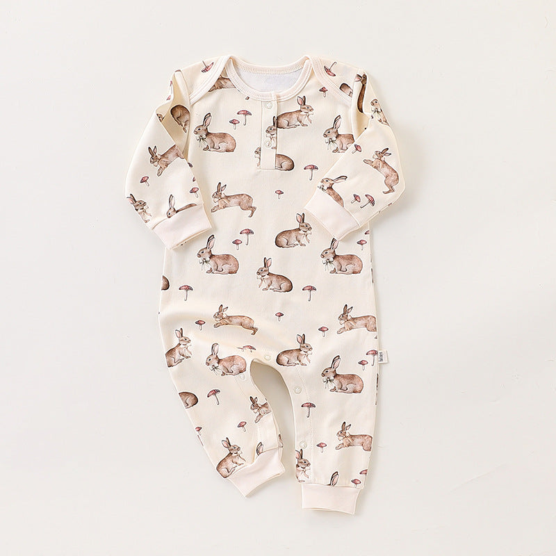 Autumn and Spring Arrival Baby Unisex Simple Animals Cartoon Pattern Long Sleeves Rompers, MyKids-USA®, Baby One-Pieces, MyKids-USA - Size/Age - 66 (3-6M) - Color - Beige -  -  - TR2409261729-B