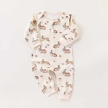 Autumn and Spring Arrival Baby Unisex Simple Animals Cartoon Pattern Long Sleeves Rompers, MyKids-USA®, Baby One-Pieces, MyKids-USA - Size/Age - 66 (3-6M) - Color - Beige -  -  - TR2409261729-B
