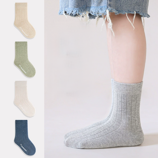Spring and Autumn Arrival Baby Kids Unisex Breathable Simple Letters Pattern Socks 1 Lot=5-Pair Set
