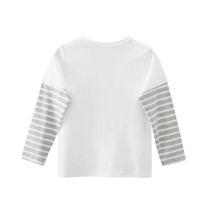 Spring Baby Kids Unisex Letters and Cartoon Print Striped Long Sleeves Crew Neck Top Shirt, MyKids-USA®, Shirts, MyKids-USA -  -  -  -  -  -  - .
