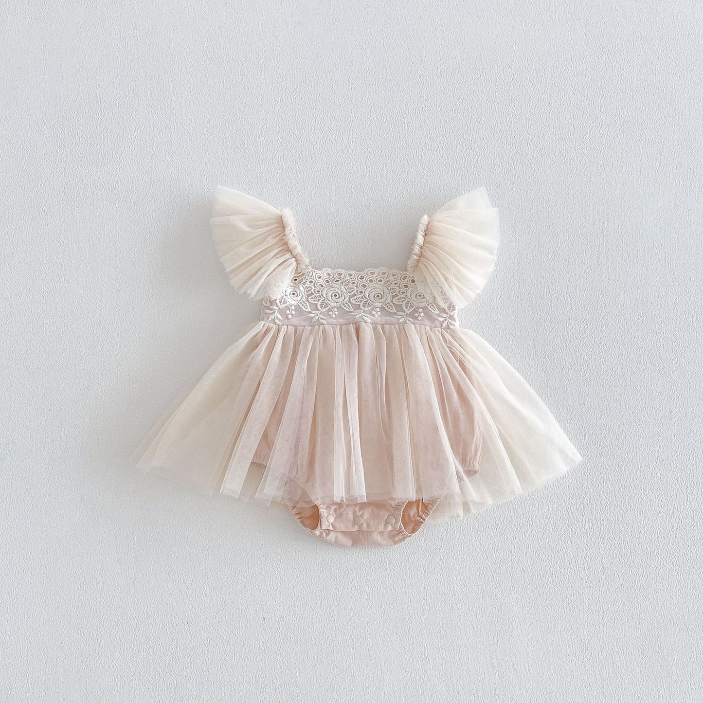 Summer Arrival Baby Girls Fly Sleeves Tulle Patchwork Pink Bodysuit Dress, MyKids-USA®, Baby & Children's Dresses, MyKids-USA - Size/Age - 66 (3-6M) - Color - Apricot -  -  - TR2604291641-A.