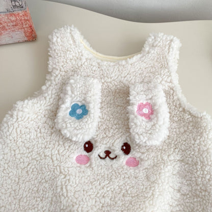 Winter Arrival Baby Girls Sleeveless Cartoon Pattern Fluffy Warm Rompers, MyKids-USA®, Baby One-Pieces, MyKids-USA -  -  -  -  -  -  - 