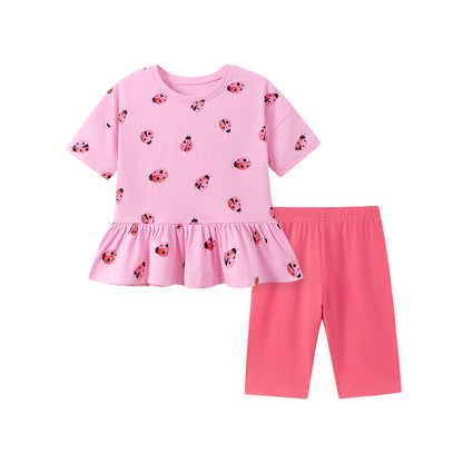 Summer Hot Selling Baby Kids Girls Short Sleeves Ladybirds Pattern T-shirt and Pants Clothing Set, MyKids-USA®, Baby & Toddler Outfits, MyKids-USA - Size/Age - 90 (12-24M) - Color - Pink -  -  - TR2602232036-A.