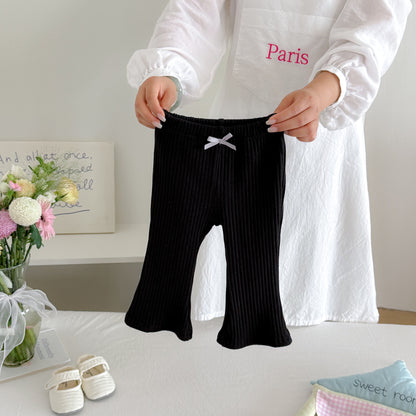 MyKids-USA® Arrival Autumn Plain Butterfly-bows Decorated Pants for Girls