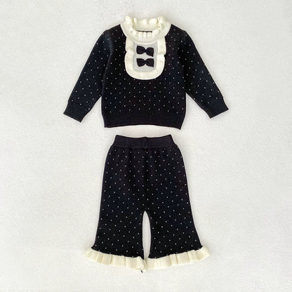 Arrival Autumn Baby Girls Long Sleeves Color Patchwork Dots Pattern Knitted Top Sweater and Long Trousers Clothing Set, MyKids-USA®, Baby & Toddler Outfits, MyKids-USA -  -  -  -  -  -  - 