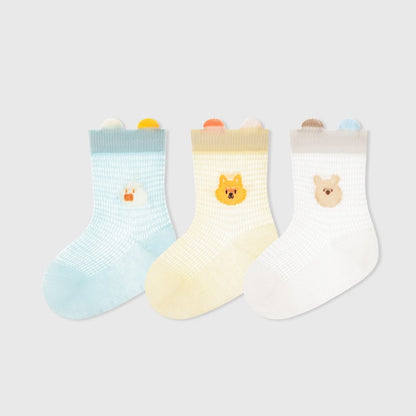 All-Season Baby Boys and Girls Cute Animals Cartoon Pattern Socks 1 Lot=3-Pair Set, MyKids-USA®, Baby & Toddler Socks & Tights, MyKids-USA - Size/Age - XS (0-6M) - Color - Light Yellow -  -  - TR2604242111-B.