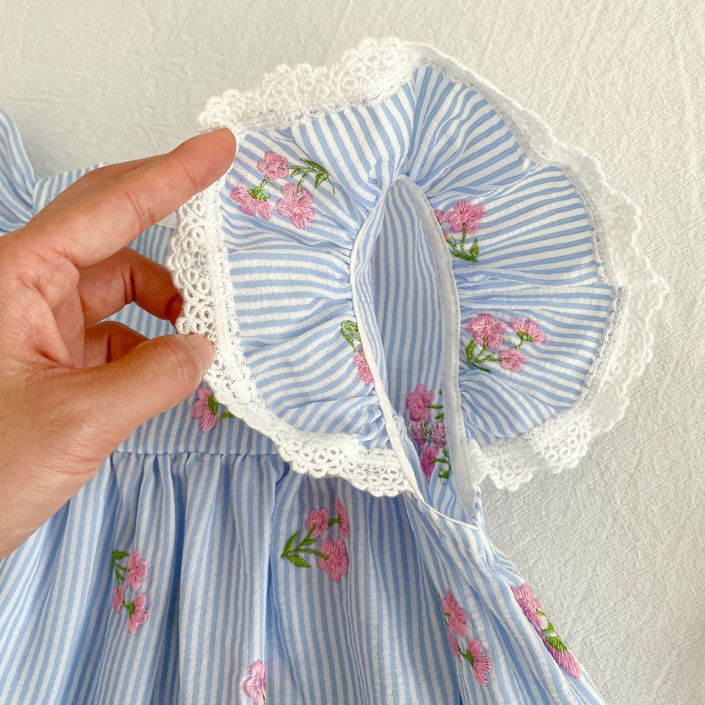 Summer Girls Simple Flowers and Striped Pattern Crew Neck Onesies and Dress – Princess Sister Matching Set, MyKids-USA®, Baby & Toddler Outfits, MyKids-USA -  -  -  -  -  -  - .