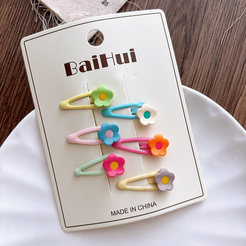 Collection of 6 Versatile Geometric Shape Flowers Pattern Hair Clips, MyKids-USA®, Hair Pins, Claws & Clips, MyKids-USA - Size/Age - Average Size (0-12Y） - Color - White -  -  - TR2602081307-D.