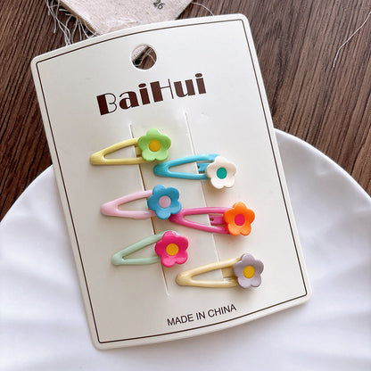 Collection of 6 Versatile Geometric Shape Flowers Pattern Hair Clips, MyKids-USA®, Hair Pins, Claws & Clips, MyKids-USA - Size/Age - Average Size (0-12Y） - Color - White -  -  - TR2602081307-D.