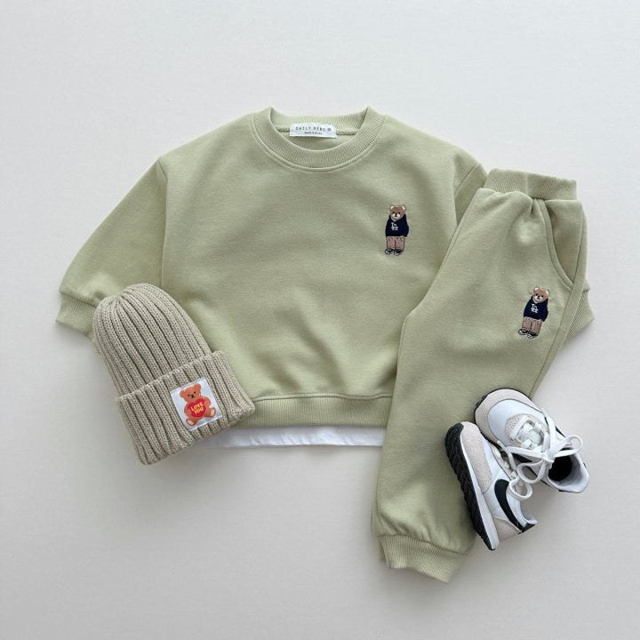 Spring and Autumn Kids Unisex Casual Teddy Logo Long Sleeves Top Pullover and Pants Clothing Set, MyKids-USA®, Baby & Toddler Outfits, MyKids-USA - Size/Age - 66 (3-6M) - Color - Green -  -  - TR2411152103-C