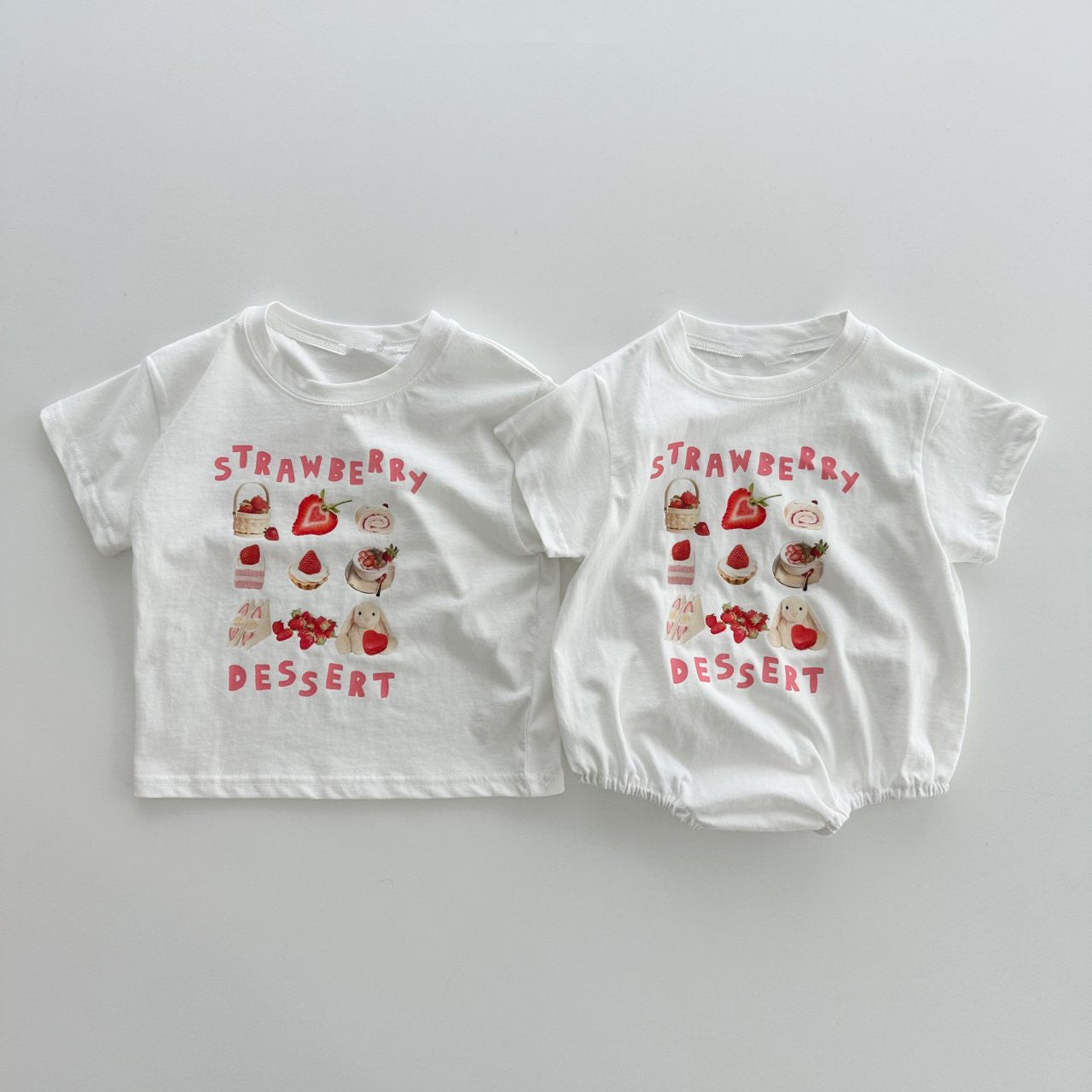 Rabbit Style Print Pattern Round Neck T-Shirt & Onesies