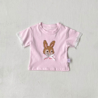 Summer Hot Selling Baby Kids Girls Short Sleeves Cartoon Rabbit Pattern T-shirt, MyKids-USA®, Baby & Toddler Tops, MyKids-USA - Size/Age - 73 (6-9M) - Color - Pink -  -  - TR2506032306-B
