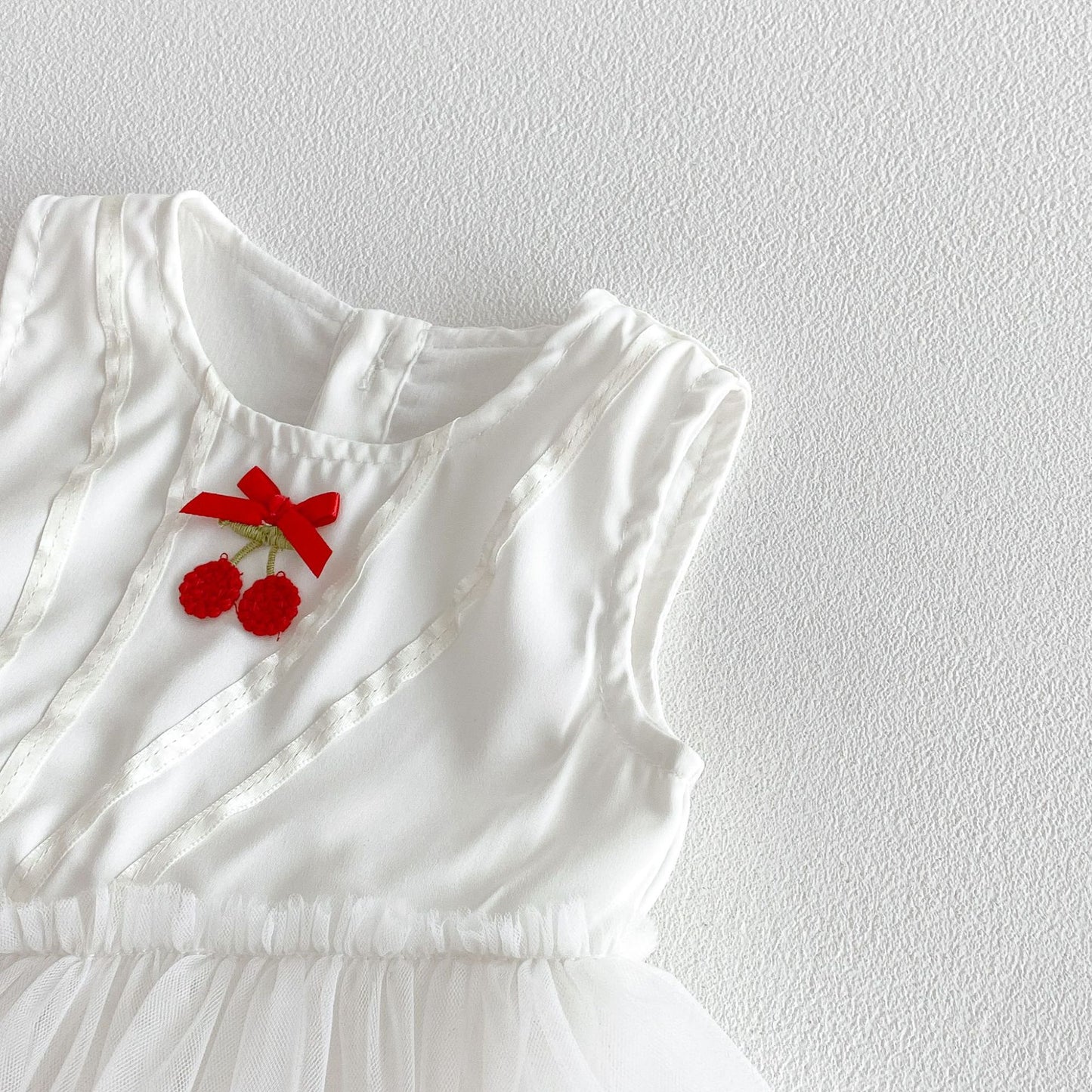 Summer Arrival Baby Girls Sleeveless Cherry Pattern Bodysuit Dress