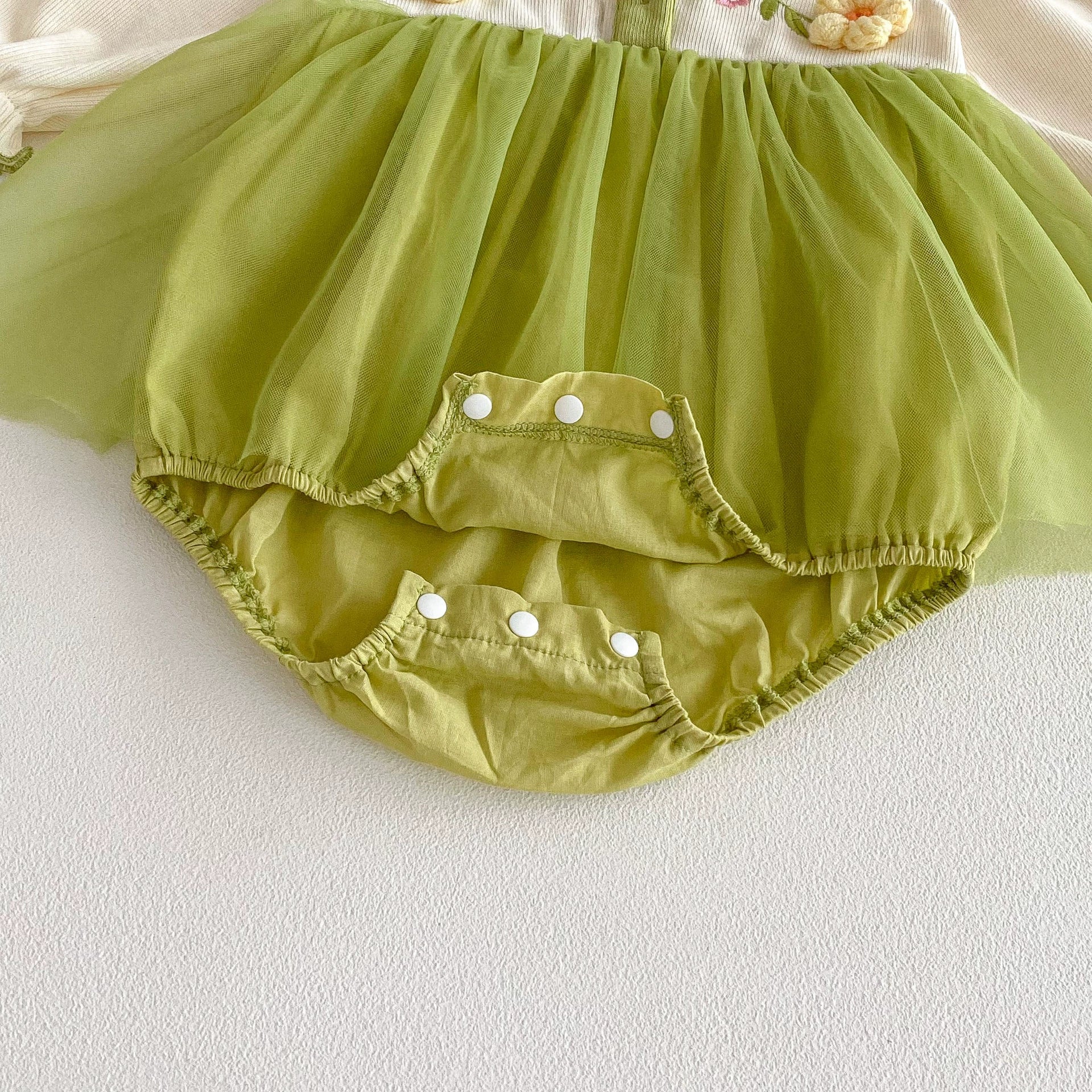 Autumn Arrival Baby Girls Long Sleeves Flowers Pattern Tulle Patchwork Onesies, MyKids-USA®, Baby One-Pieces, MyKids-USA -  -  -  -  -  -  - 