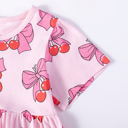 Summer Arrival Butterfly-bows and Fruits Pattern Short Sleeves Crew Neck Dress for Stylish Girls, MyKids-USA®, Baby & Toddler Dresses, MyKids-USA -  -  -  -  -  -  - .