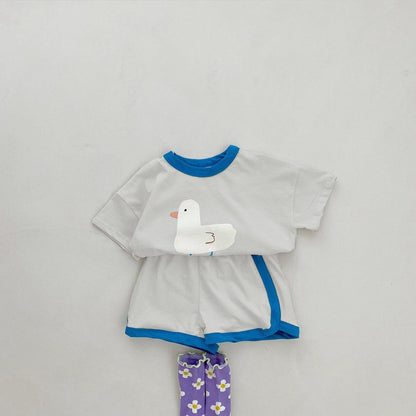 Arrival Summer Baby Kids Short Sleeves Cartoon Pattern T-shirt and Shorts Clothing Set