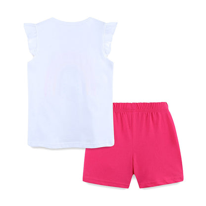 Summer Baby Kids Girls Heart Rainbow Print T-Shirt And Shorts Clothing Set