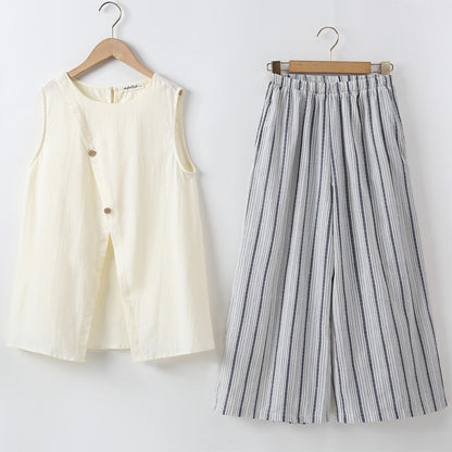 Arrival Summer Baby Kids Girls Sleeveless Plain Top and Striped Pants Sets