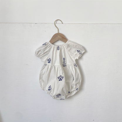 Summer Hot Selling Baby Kids Girls Vintage Short Sleeves Flowers Embroidered Princess Onesies, MyKids-USA®, Baby One-Pieces, MyKids-USA -  -  -  -  -  -  - 