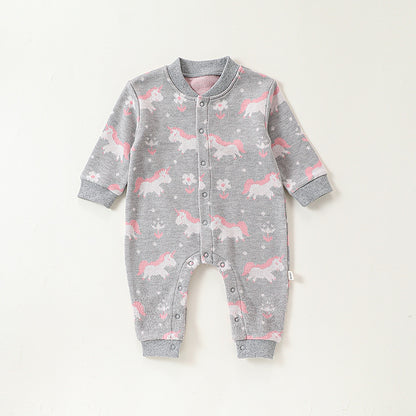 Autumn and Spring Arrival Baby Girls Simple Animals Cartoon Pattern Long Sleeves Rompers, MyKids-USA®, Baby One-Pieces, MyKids-USA - Size/Age - 66 (3-6M) - Color - Grey -  -  - TR2409272233-A