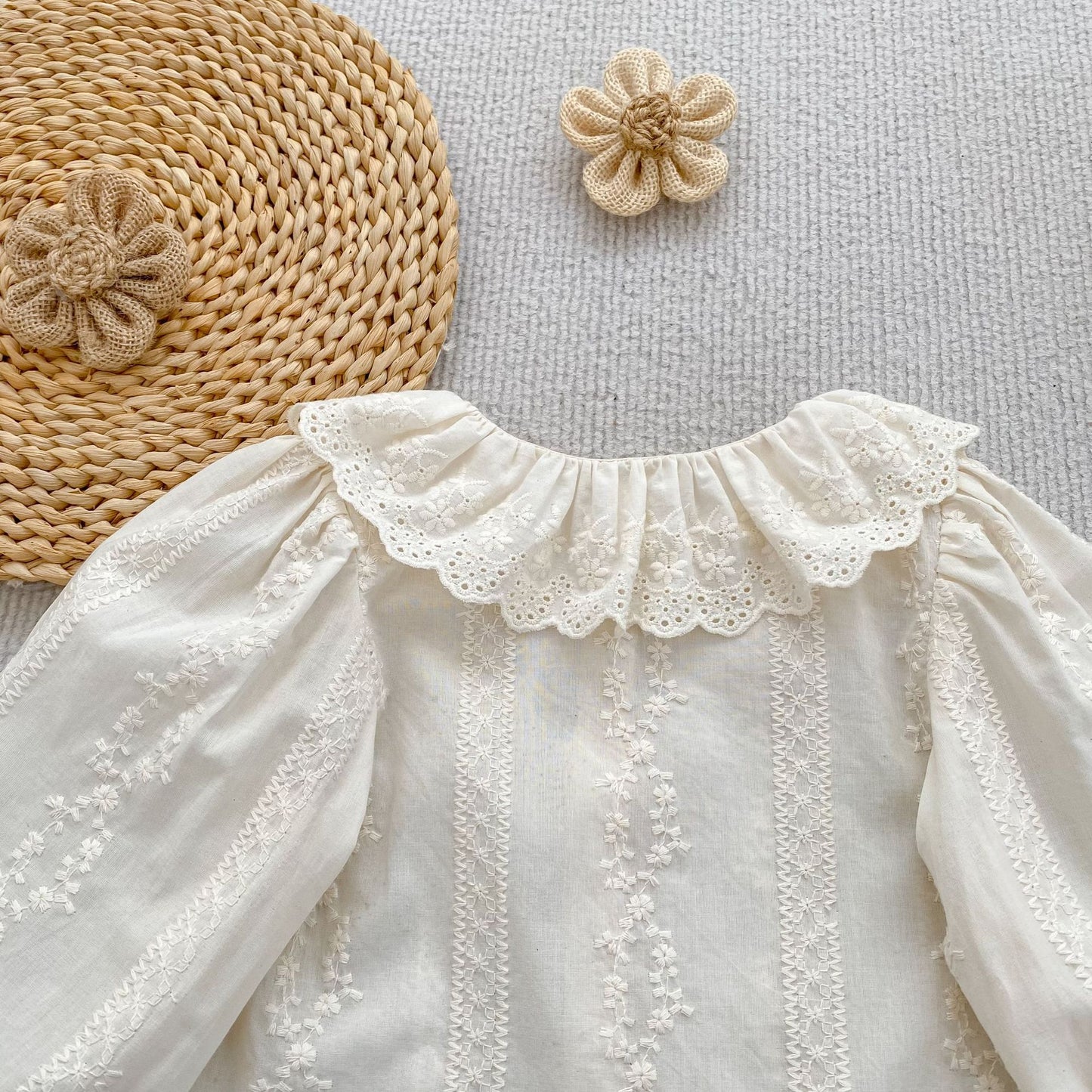 MyKids-USA® Autumn Arrival Baby Girls Long Sleeves Flowers Embroidered Pattern Shirt