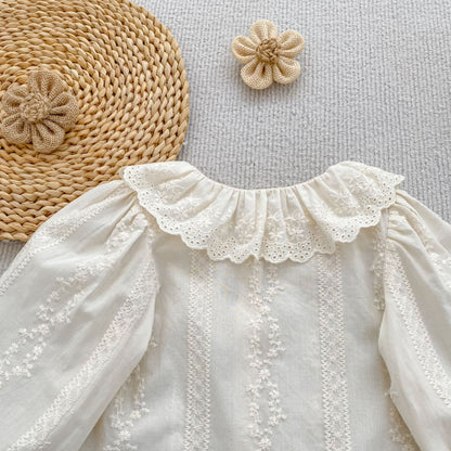 MyKids-USA® Autumn Arrival Baby Girls Long Sleeves Flowers Embroidered Pattern Shirt