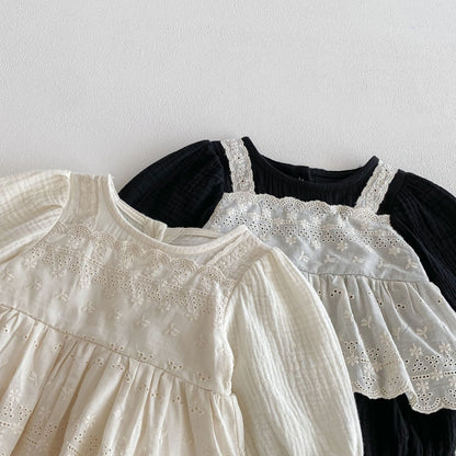 Autumn Arrival Baby Girls Long Sleeves Lace Patchwork Crew Neck Onesies, MyKids-USA®, Bodysuits, MyKids-USA -  -  -  -  -  -  - 