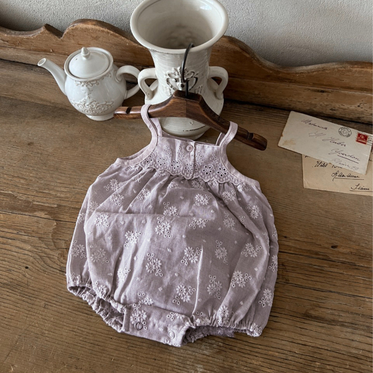 Summer Hot Selling Baby Kids Girls Vintage Sleeveless Flowers Embroidered Princess Onesies, MyKids-USA®, Baby One-Pieces, MyKids-USA -  -  -  -  -  -  - 