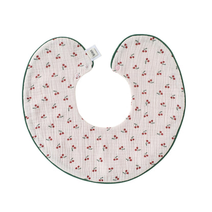 Adorable Fruits Printed Pattern Snap-on Round Shaped Bib, MyKids-USA®, Bibs, MyKids-USA - Size/Age - S (0-1Y) - Color - Light Pink -  -  - TR2605202216-A.