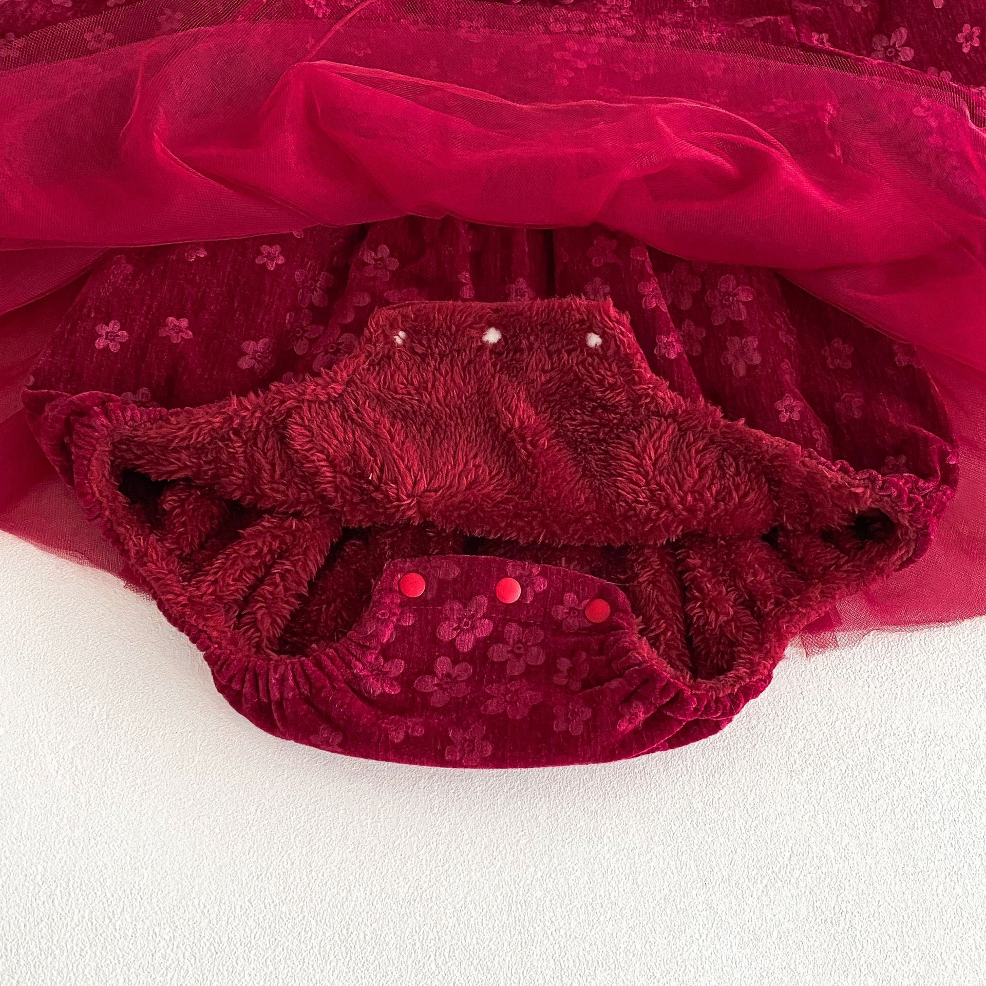 Winter Arrival Baby Girls Cute Floral Embroidered Red Long Sleeves Tulle Onesies, MyKids-USA®, Baby One-Pieces, MyKids-USA -  -  -  -  -  -  - 