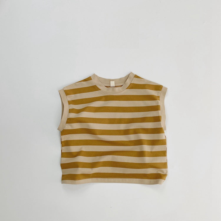Summer Arrival Kids Unisex Comfortable Sleeveless Striped Pattern Top Casual Vest, MyKids-USA®, Baby & Toddler Tops, MyKids-USA - Size/Age - 80 (9-12M) - Color - Coffee -  -  - TR2505142040-B