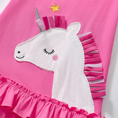 Summer Arrival Cartoon Unicorn Pattern Short Sleeves Dress for Stylish Girls, MyKids-USA®, Baby & Toddler Dresses, MyKids-USA -  -  -  -  -  -  - 