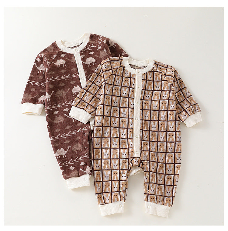 Autumn Arrival Baby Kids Unisex Comfortable Animals and Geometric Pattern Knitted Long Sleeves Rompers, MyKids-USA®, Baby One-Pieces, MyKids-USA -  -  -  -  -  -  - 