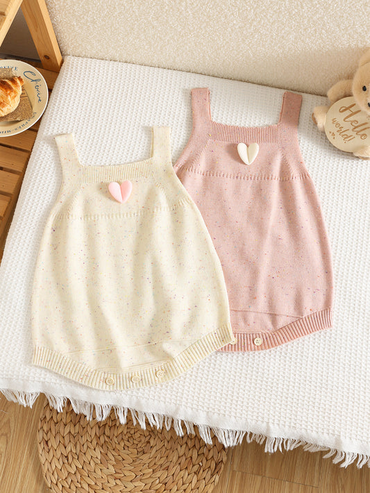 Spring and Autumn Arrival Baby Girls Cute Heart Pattern Sleeveless Strap Knitted Onesies, MyKids-USA®, Baby One-Pieces, MyKids-USA -  -  -  -  -  -  - 
